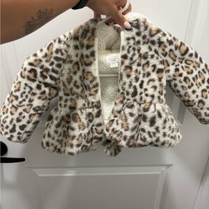 Mud Pie Leopard Print Kids Faux Fur Jacket